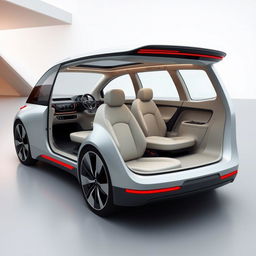 A conceptual design of a car that retains its main body shape but features only two rows of passenger seats instead of three