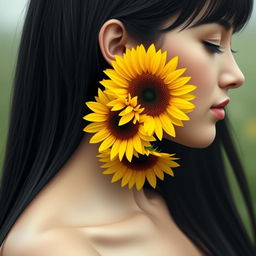 A beautiful woman's face in profile, with a delicate contour and tears gently streaming down her cheek