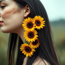 A beautiful woman's face in profile, with a delicate contour and tears gently streaming down her cheek