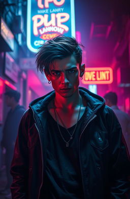 A dramatic and intense coming-of-age scene depicting a young adult emerging from a violent home life influenced by the mafia