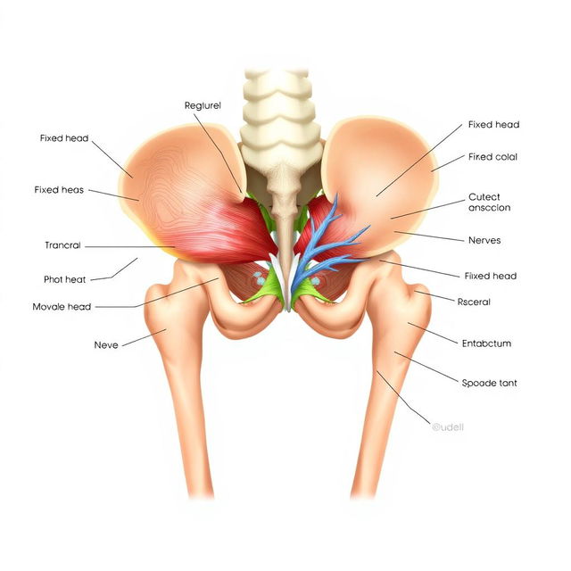 A detailed anatomical illustration of the middle gluteus medius muscle