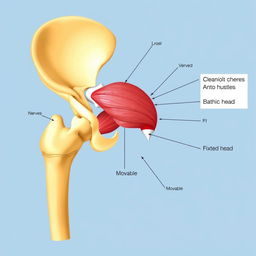 A detailed anatomical illustration of the middle gluteus medius muscle