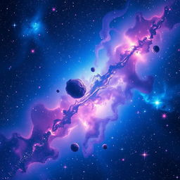 A stunning and vibrant depiction of outer space featuring a mesmerizing blend of blue, purple, and pink hues