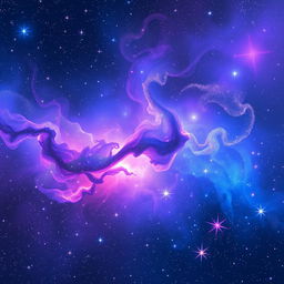 A stunning and vibrant depiction of outer space featuring a mesmerizing blend of blue, purple, and pink hues