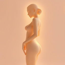A gentle feminine silhouette with soft curves and delicate contours, radiating a warm, inviting glow
