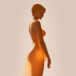 A gentle feminine silhouette with soft curves and delicate contours, radiating a warm, inviting glow