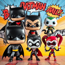 A collection of Funko Pop figures inspired by the 1992 animated Batman series, featuring iconic characters such as Batman, Joker, Catwoman, and Harley Quinn