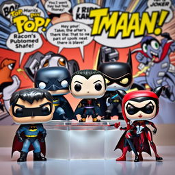 A collection of Funko Pop figures inspired by the 1992 animated Batman series, featuring iconic characters such as Batman, Joker, Catwoman, and Harley Quinn