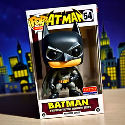 A vivid and detailed image of a Funko Pop figure inspired by the 1992 Batman animated series