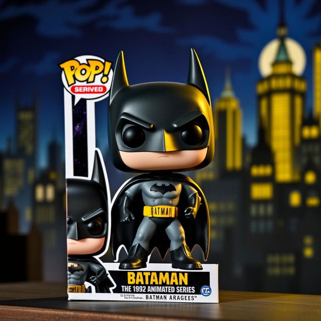 A vivid and detailed image of a Funko Pop figure inspired by the 1992 Batman animated series