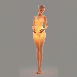A gentle feminine silhouette featuring soft curves and delicate contours, emanating a warm, inviting glow