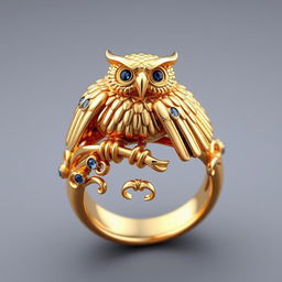 A beautifully designed Order of the Latin Light ring featuring an emblematic creature that symbolizes wisdom and immortality