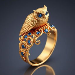 A beautifully designed Order of the Latin Light ring featuring an emblematic creature that symbolizes wisdom and immortality