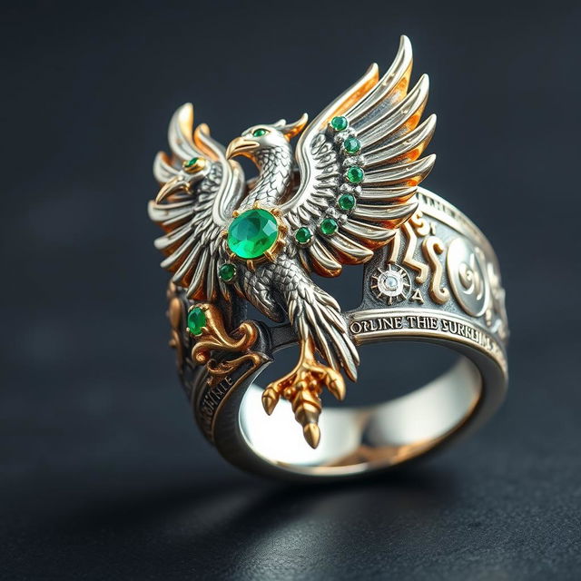 A stunning Order of the Latin Light ring featuring a mythical creature that embodies wisdom and immortality