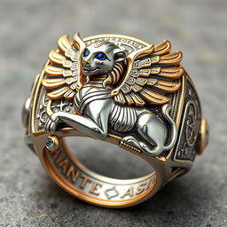 A magnificent Order of the Latin Light ring featuring a mythical creature that represents wisdom and immortality