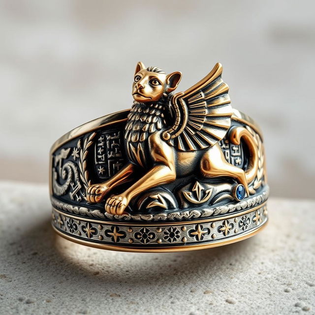 A magnificent Order of the Latin Light ring featuring a mythical creature that represents wisdom and immortality