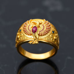 An enchanting Order of the Latin Light ring featuring a mythical creature symbolizing wisdom and immortality