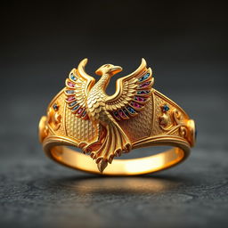 An enchanting Order of the Latin Light ring featuring a mythical creature symbolizing wisdom and immortality