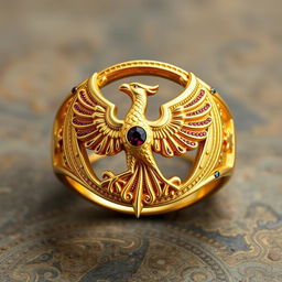 An enchanting Order of the Latin Light ring featuring a mythical creature symbolizing wisdom and immortality