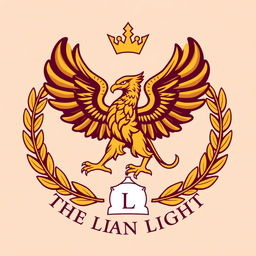 A logo design for the Order of the Latin Light featuring a majestic griffin as the central figure, surrounded by elegant laurel wreaths on each side, symbolizing ancient Rome