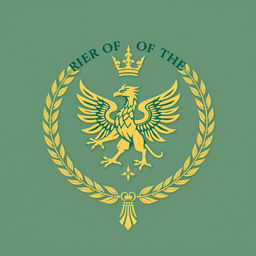 A logo design for the Order of the Latin Light, featuring a powerful griffin at the center, flanked by ornate laurel wreaths on either side