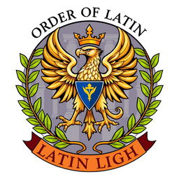 A detailed logo for the Order of Latin Light featuring a majestic griffin at its center, symbolizing strength and vigilance