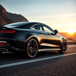 A sleek and powerful Mercedes-Benz CLS AMG 63 parked on a scenic road with mountains in the background