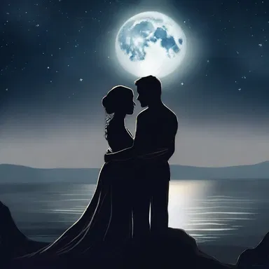 The star-crossed lovers shared a jovian evening under the moonlit sky.