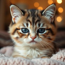 A cute cat image with distinct sad facial expressions, specifically a frown or droop in the mouth area