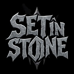 A dynamic and powerful logo for a hard rock band named 'Set in Stone'