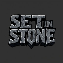 A dynamic and powerful logo for a hard rock band named 'Set in Stone'