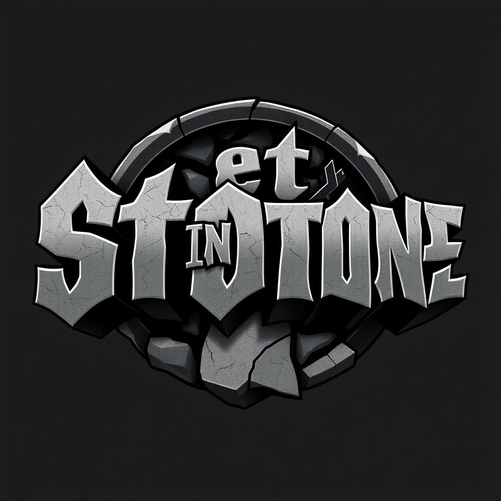 A dynamic and powerful logo for a hard rock band named 'Set in Stone'