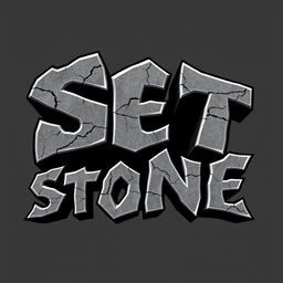 A dynamic and powerful logo for a hard rock band named 'Set in Stone'