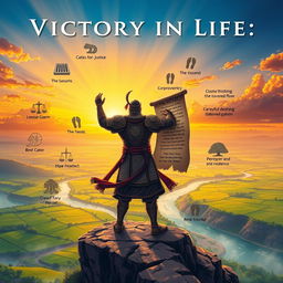A powerful and motivational illustration representing 'Victory in Life' inspired by the teachings of 'The Art of War'