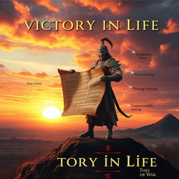 A powerful and motivational image embodying 'Victory in Life' through the wisdom of 'The Art of War'