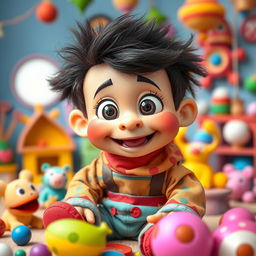 A cute, silly, and curious puppet boy named Khan Khaanak, with big expressive eyes and a playful smile