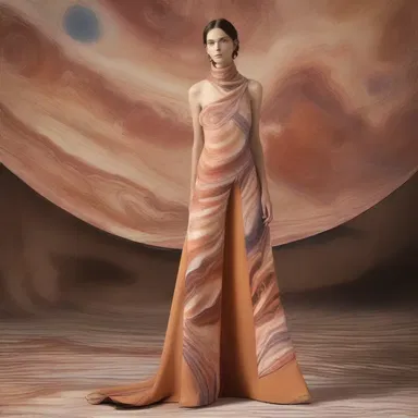 The designer's new collection drew inspiration from the jovian patterns and colors found on the planet Jupiter.