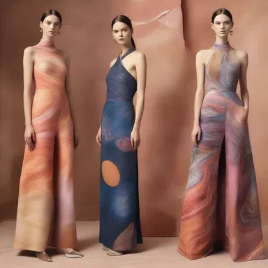 The designer's new collection drew inspiration from the jovian patterns and colors found on the planet Jupiter.