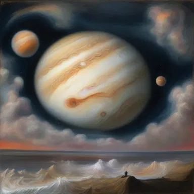 The painting depicted a mesmerizing scene with swirling jovian clouds and a distant view of Jupiter's iconic Great Red Spot.