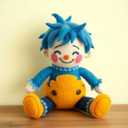 A charming wool felt doll representing a cute, lovable little boy full of kindness and a bit of silliness, designed for learning and exploration