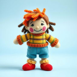 A delightful wool felt doll of a sweet, lovable little boy who is kind and a bit silly, eager to learn and explore