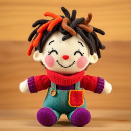 A delightful wool felt doll of a sweet, lovable little boy who is kind and a bit silly, eager to learn and explore