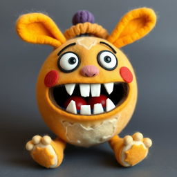 A whimsical wool felt doll named Khaan Khaanak, featuring a clumsy and silly appearance