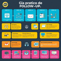 A comprehensive visual guide for effective follow-up strategies, featuring illustrated step-by-step processes