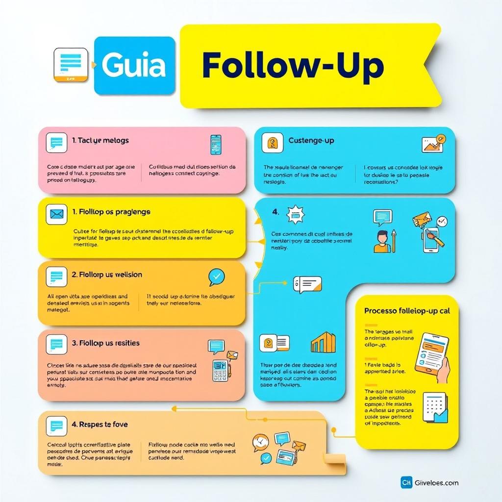 A comprehensive visual guide for effective follow-up strategies, featuring illustrated step-by-step processes