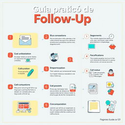 A comprehensive visual guide for effective follow-up strategies, featuring illustrated step-by-step processes