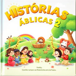 A delightful and imaginative cover for a children's book titled 'HISTÓRIAS BÍBLICAS 2'