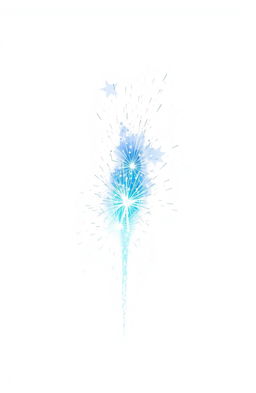 Blue sparks on a white background, with a dynamic and energetic composition