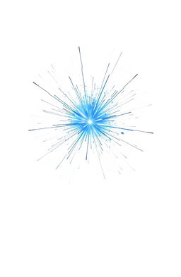 Blue sparks on a white background, with a dynamic and energetic composition