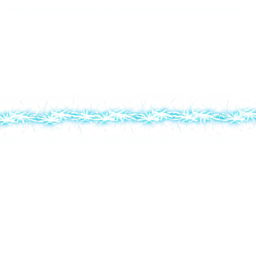 A line of horizontal blue sparks on a white background, creating a striking visual effect